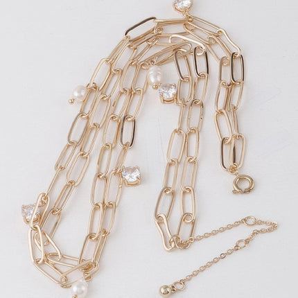 Rhinestone & Bead Chain Necklace