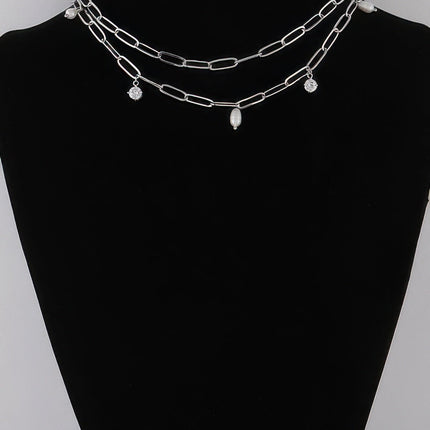 Rhinestone & Bead Chain Necklace