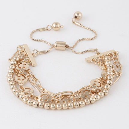Beaded Smiley Face Chain Bracelet