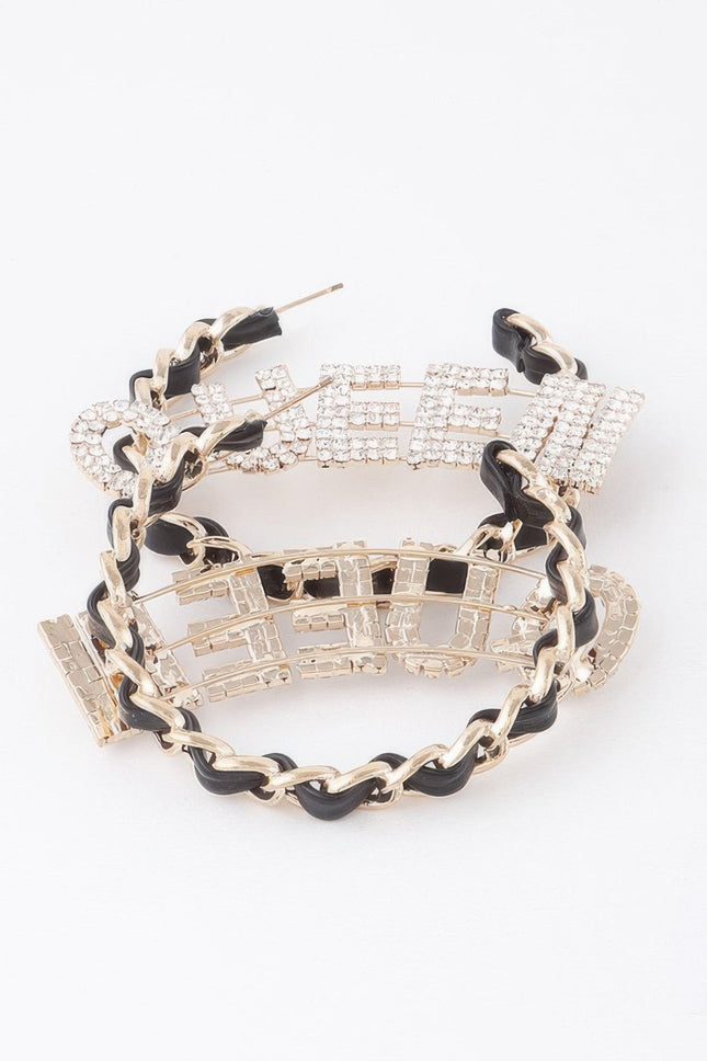 Queen Open Hoop Earrings — Gold & Black