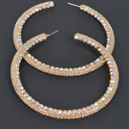 80mm Rhinestone Hoop Earrings
