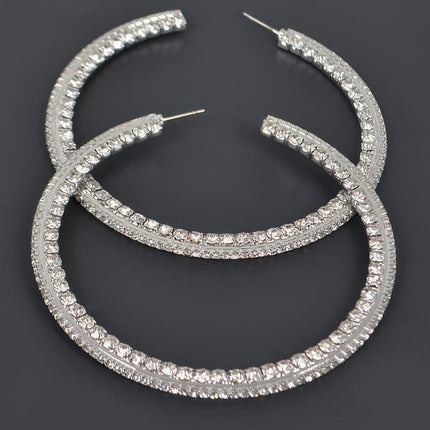 80mm Rhinestone Hoop Earrings