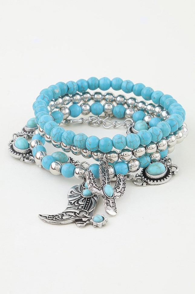 Cowboy Boot & Cactus Beaded Bracelet