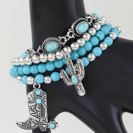 Cowboy Boot & Cactus Beaded Bracelet