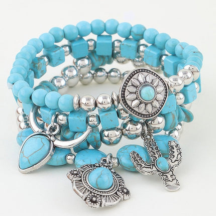 Antique-Style Charm Four-Strand Beaded Bracelet