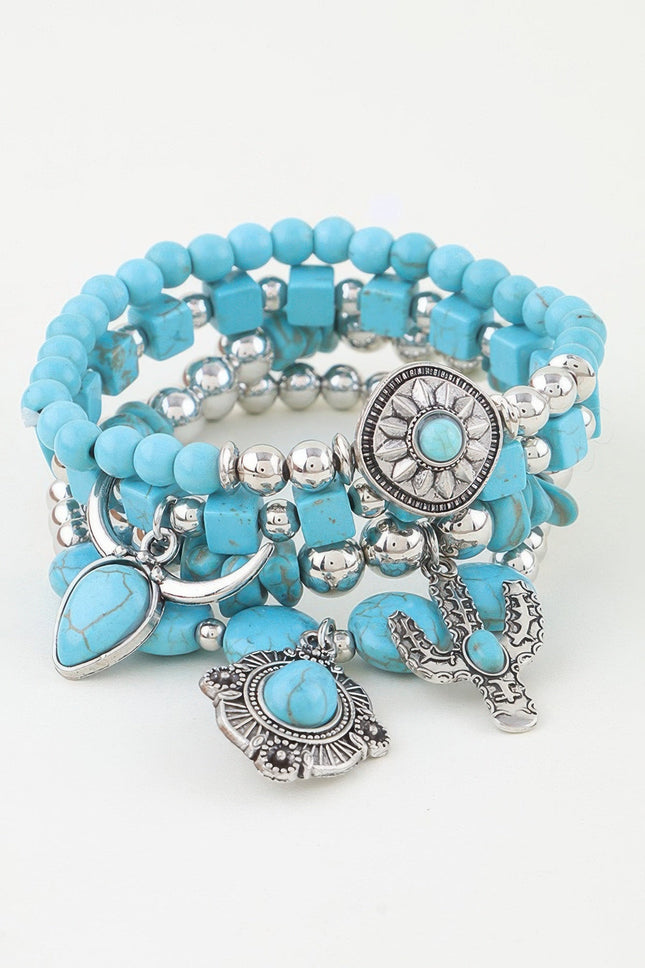 Antique-Style Charm Four-Strand Beaded Bracelet