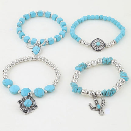 Antique-Style Charm Four-Strand Beaded Bracelet