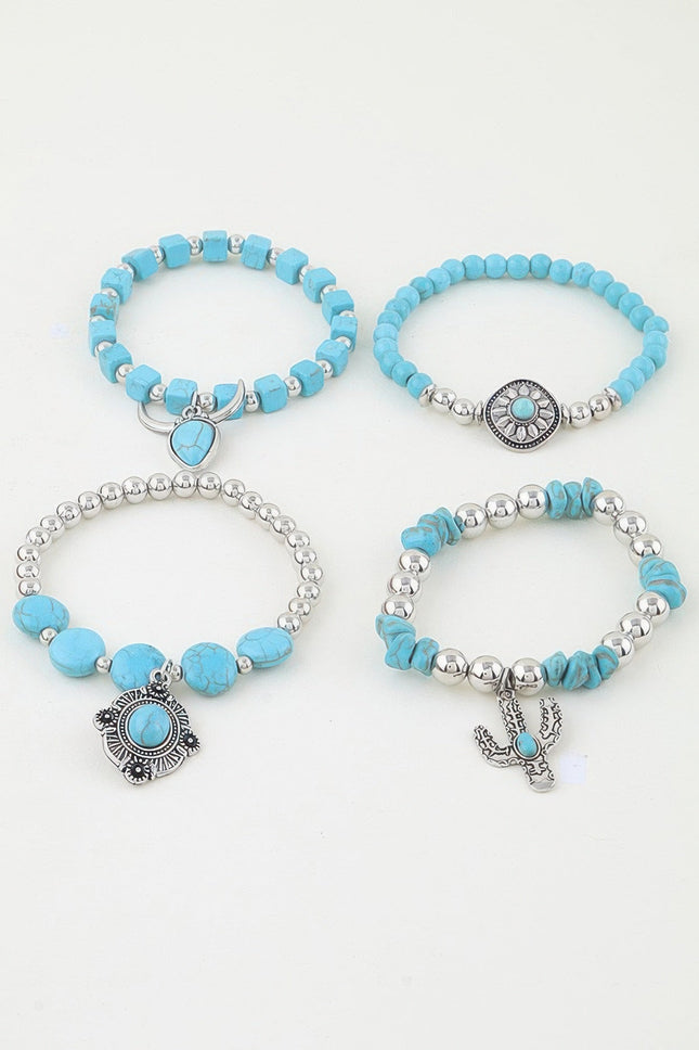 Antique-Style Charm Four-Strand Beaded Bracelet