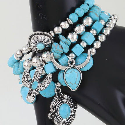 Antique-Style Charm Four-Strand Beaded Bracelet