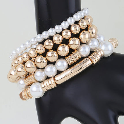 Layered Pearl-Style Beaded Bracelet
