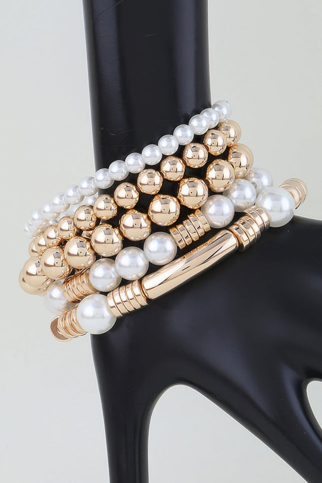 Layered Pearl-Style Beaded Bracelet