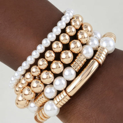 Layered Pearl-Style Beaded Bracelet