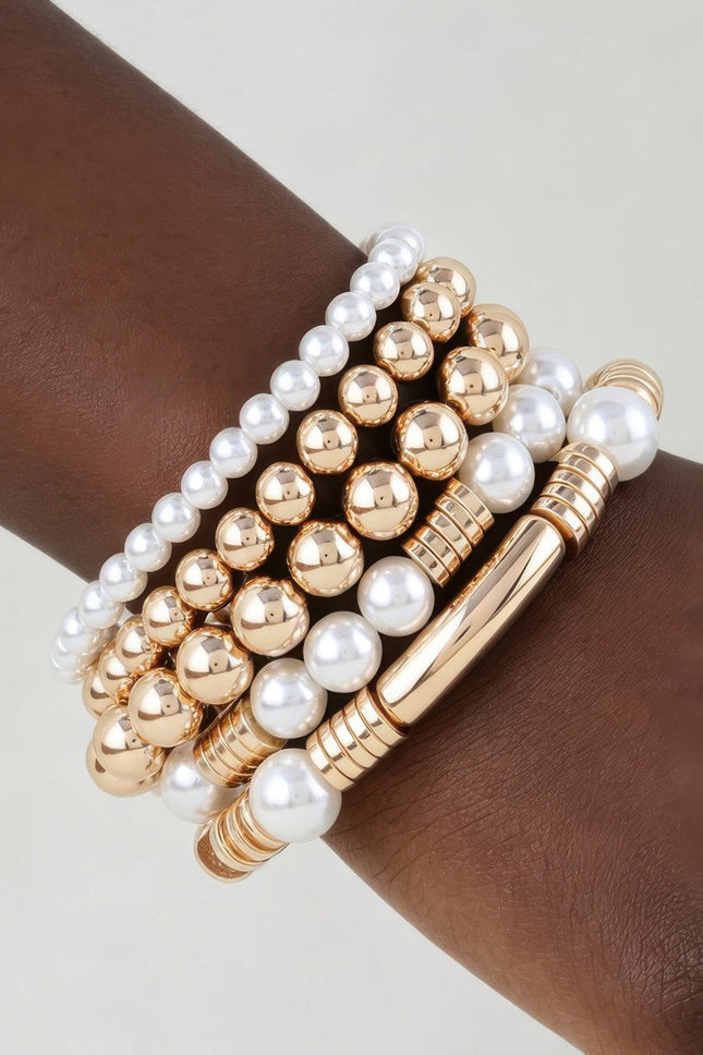 Layered Pearl-Style Beaded Bracelet