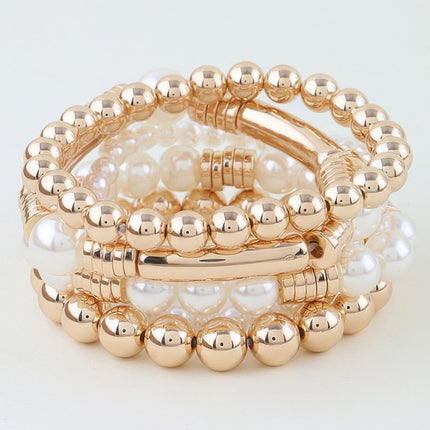 Layered Pearl-Style Beaded Bracelet