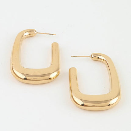 Polished Geometric Open-Hoop Earrings