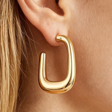 Polished Geometric Open-Hoop Earrings