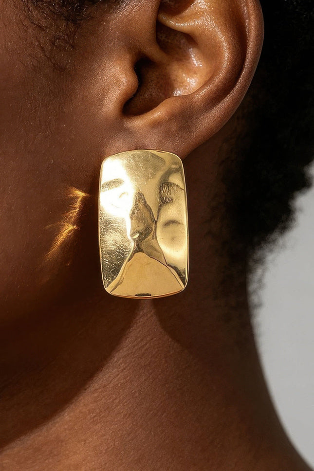 Hammered Geometric Frame Stud Earrings