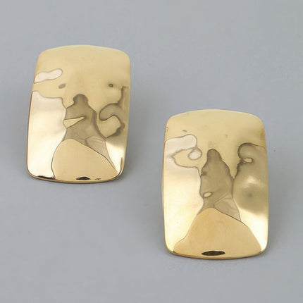 Hammered Geometric Frame Stud Earrings