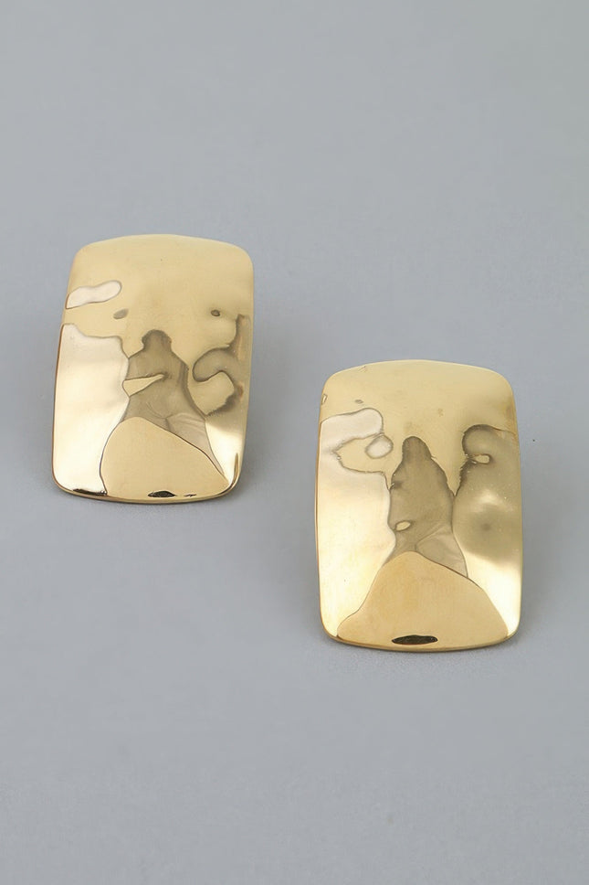 Hammered Geometric Frame Stud Earrings