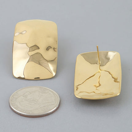 Hammered Geometric Frame Stud Earrings