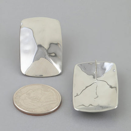 Hammered Geometric Frame Stud Earrings