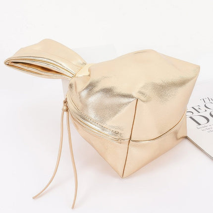 Gathered Faux-Leather Wrist Bag