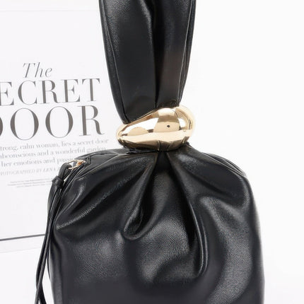 Gathered Faux-Leather Wrist Bag