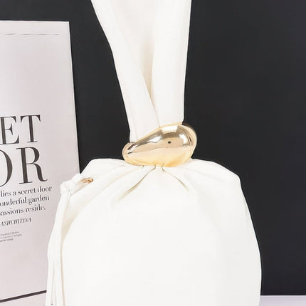 Gathered Faux-Leather Wrist Bag