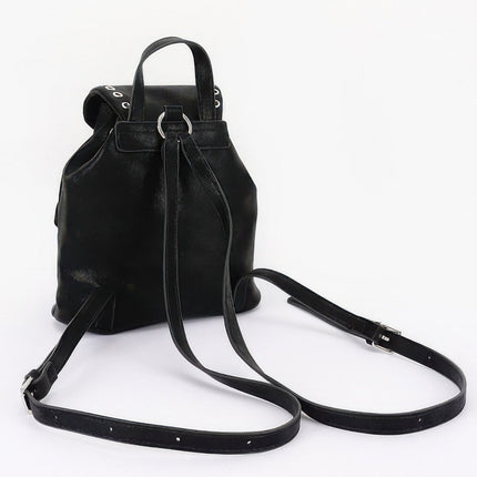 Faux-Leather Backpack with Eyelet Flap