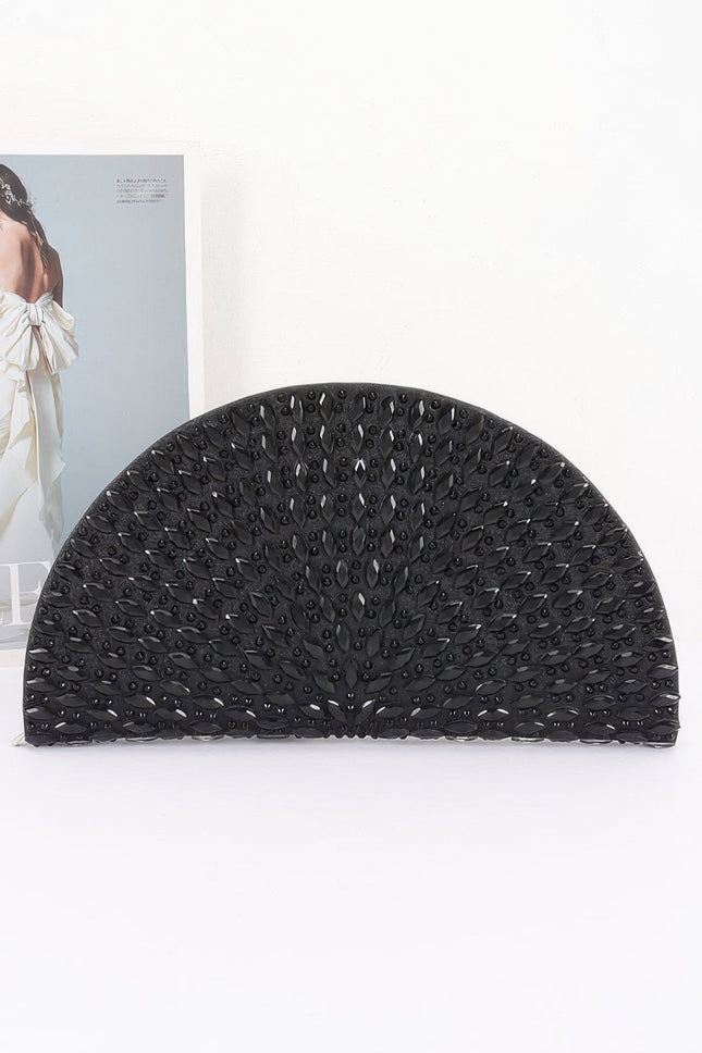 Rhinestone Half-Moon Party Clutch