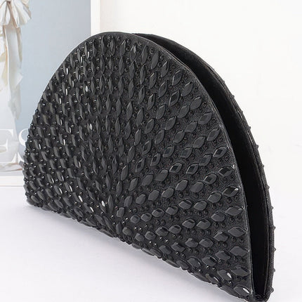 Rhinestone Half-Moon Party Clutch