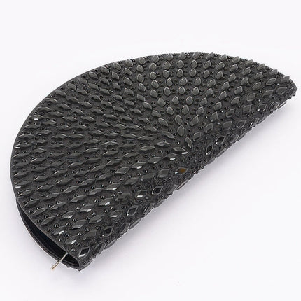 Rhinestone Half-Moon Party Clutch