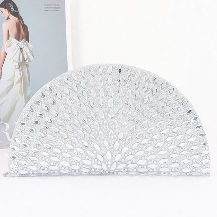 Rhinestone Half-Moon Party Clutch