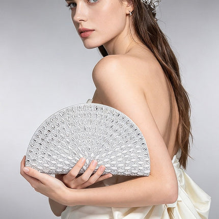 Rhinestone Half-Moon Party Clutch