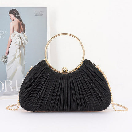 Pleated Fan Clutch with Ring Handle