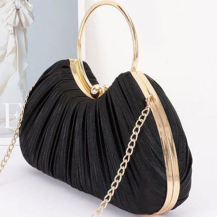 Pleated Fan Clutch with Ring Handle
