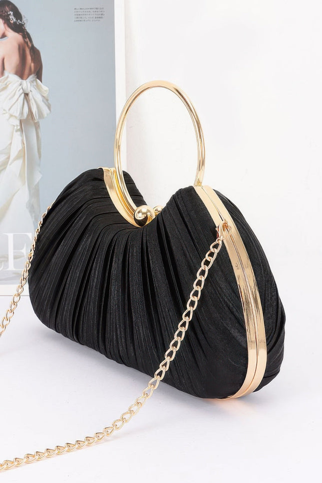 Pleated Fan Clutch with Ring Handle
