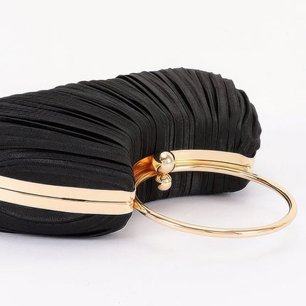 Pleated Fan Clutch with Ring Handle