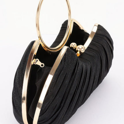 Pleated Fan Clutch with Ring Handle