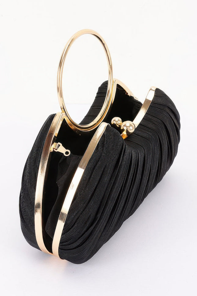 Pleated Fan Clutch with Ring Handle
