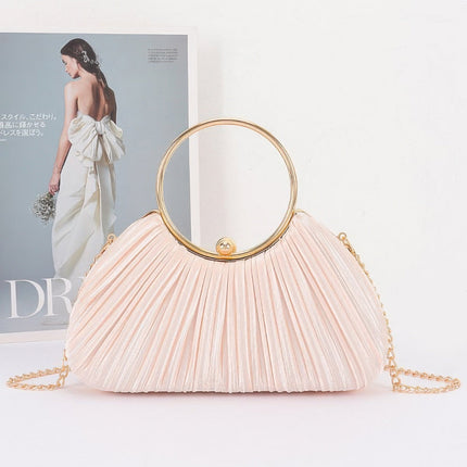 Pleated Fan Clutch with Ring Handle