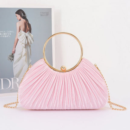 Pleated Fan Clutch with Ring Handle