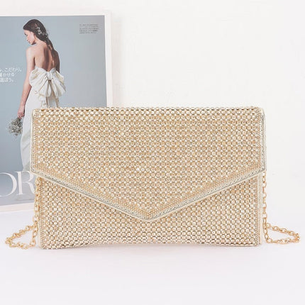Pearl & Rhinestone Flap Clutch with Top Handle