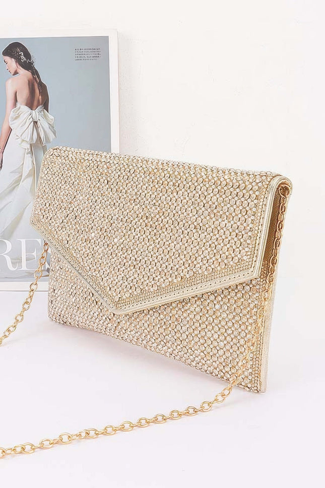 Pearl & Rhinestone Flap Clutch with Top Handle