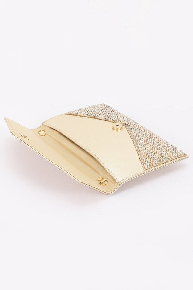Pearl & Rhinestone Flap Clutch with Top Handle