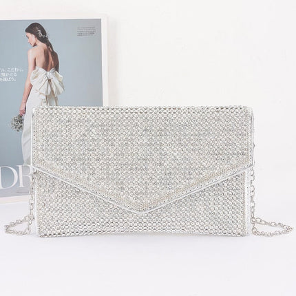 Pearl & Rhinestone Flap Clutch with Top Handle