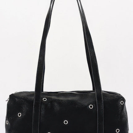 Eyelet-Detail Faux-Leather Shoulder Bag