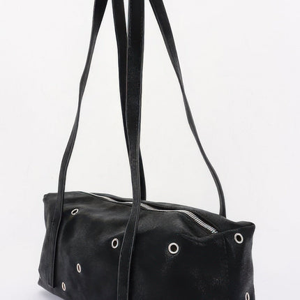 Eyelet-Detail Faux-Leather Shoulder Bag
