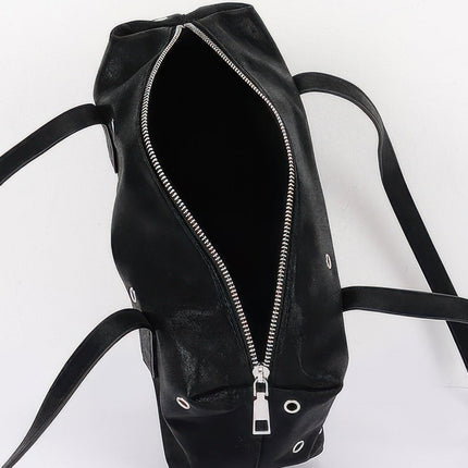 Eyelet-Detail Faux-Leather Shoulder Bag