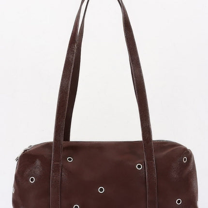 Eyelet-Detail Faux-Leather Shoulder Bag